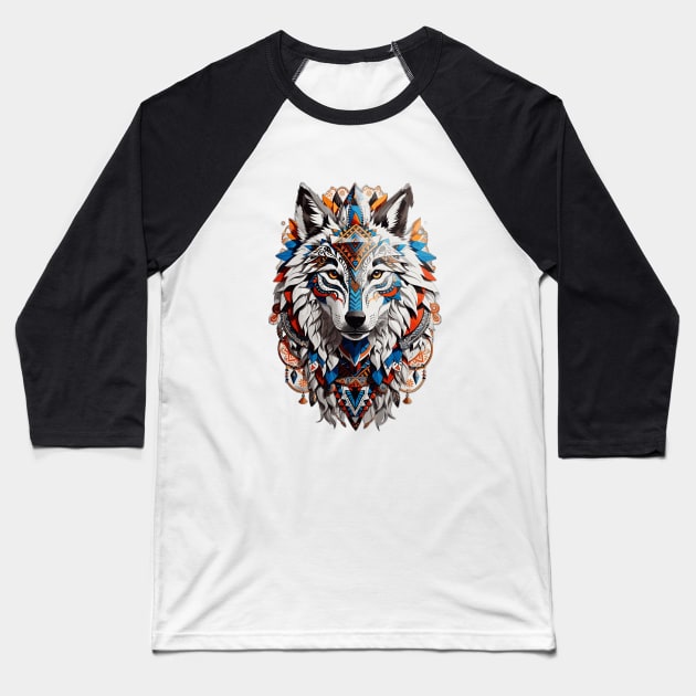 The majestic tribal white wolf Baseball T-Shirt by TheAlmighty1